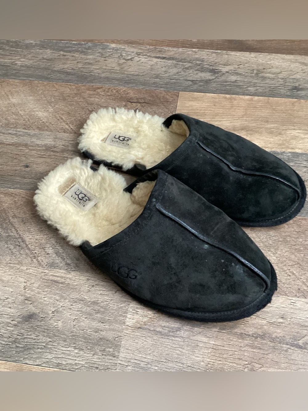UGG Men's Black Suede Slip-On Shearling Clog